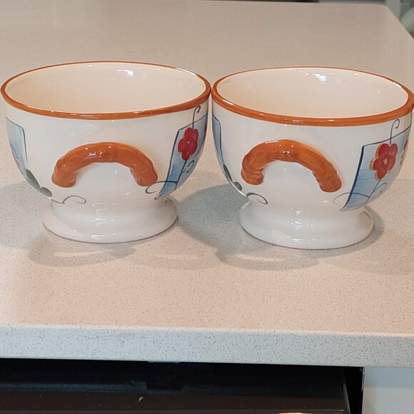 California Pantry 2006 Set of 2 Footed, Double Handled Rooster Soup Bowls - Picture 10 of 13